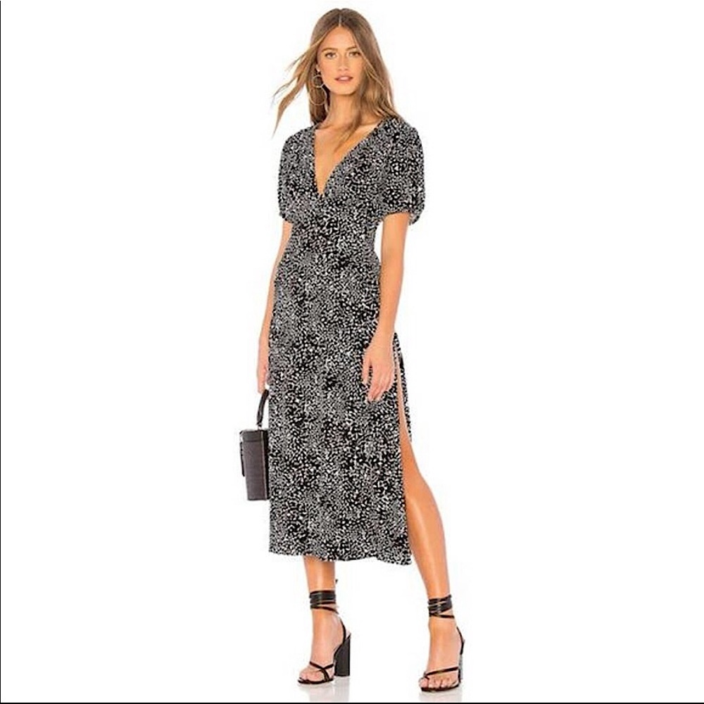 FREE PEOPLE MIDI BLACK & WHITE DRESS